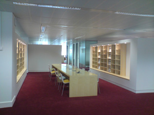 Office fitout Swindon with bespoke display units made out of solid partitioning
