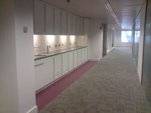 Office fitout Swindon with bespoke display units made out of solid partitioning